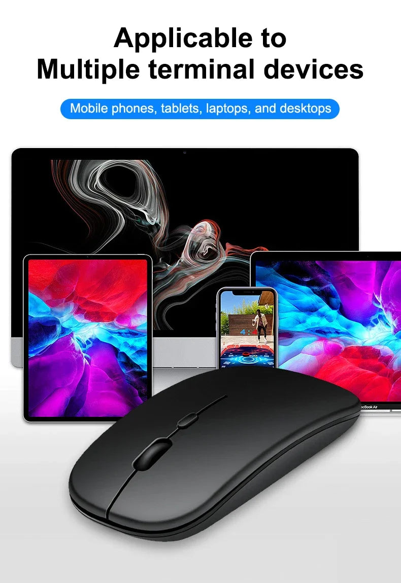 Wireless Maus Slim Bluetooth-kompatibel 2.4G Computer-Mäuse Portable Rechargeable/Battery Cordless Maus für iPad Laptop Desktop