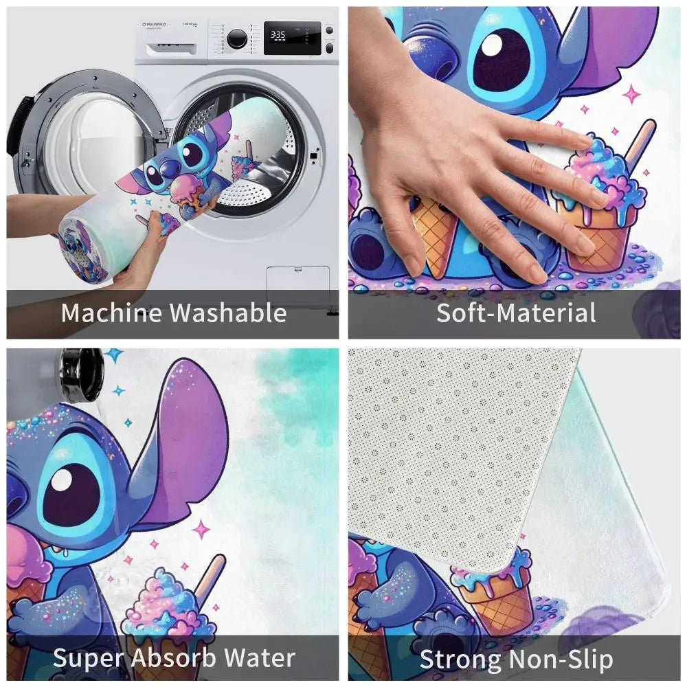 Custom Cartoon Stitch Floor Door Kitchen Bathroom Mat Anti-Slip Outdoor Doormat Bedroom Balcony Entrance Rug Carpet Footpad