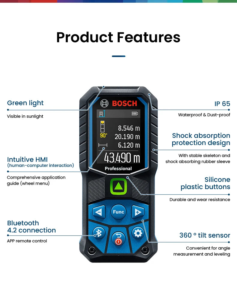 Bosch GLM 50-27 CG Professional Laser Entfernungsmesser 2025 - 50M Elektronisch Messwerkzeuge - Bluetooth App Fernsteuerung Farbiges Display