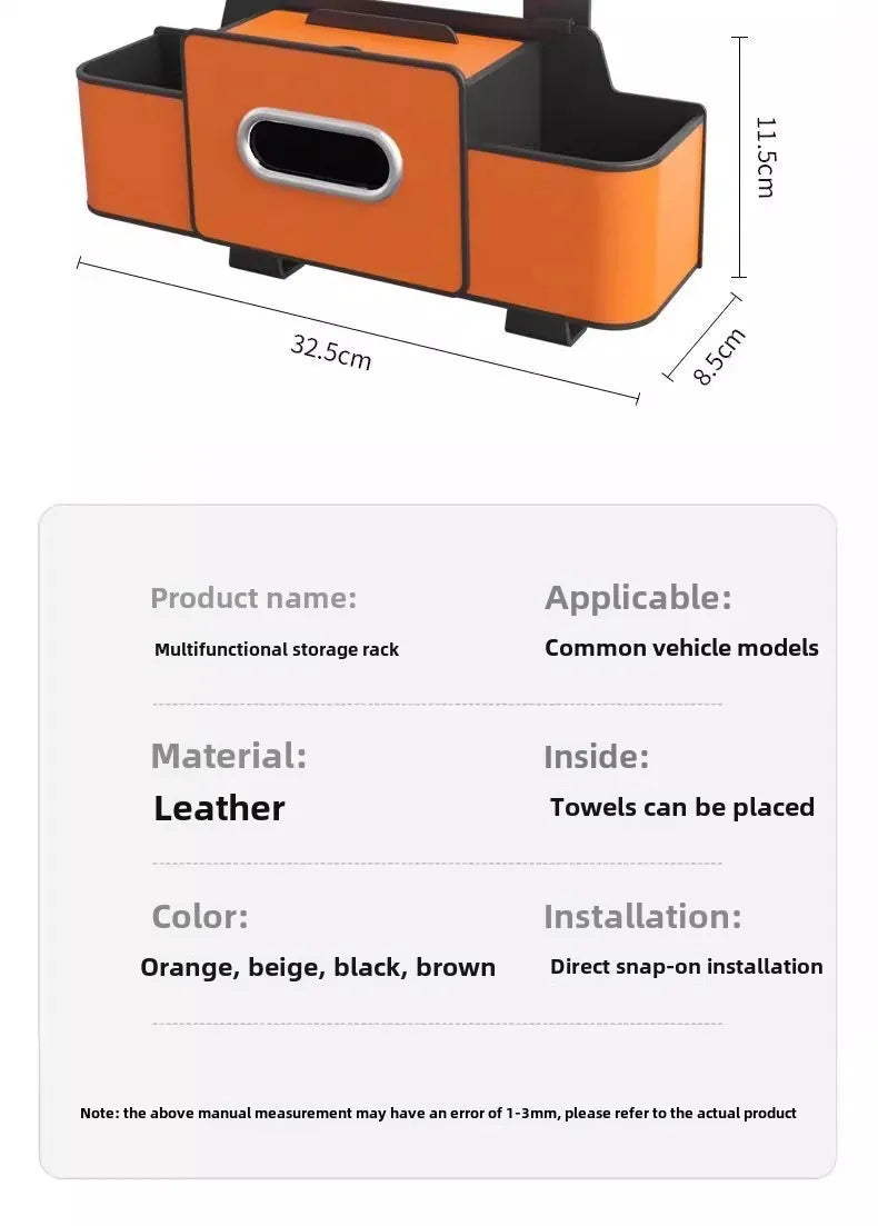 Scaun auto spate banchetă piele multifuncțională cutie de depozitare cutie de șervețele auto geantă de depozitare suport pentru pahare de apă cu cârlig cutie de depozitare