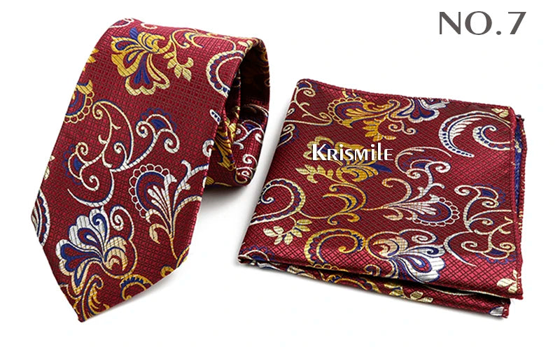 Novelty Paisley Tie Pocket Square Set For Men Skinny Slim 6cm Necktie Fit Business Wedding Party Stage Host Daily Wear Accessory