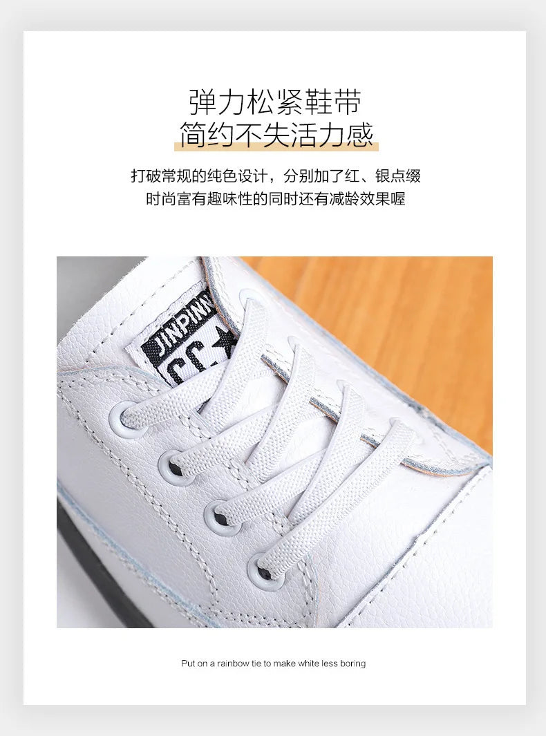 Ladies Sneakers 2024 Spring Genuine Leather Casual Walking Shoes Women Fashion Summer Flats Youth Girl Student Jogging Trainers