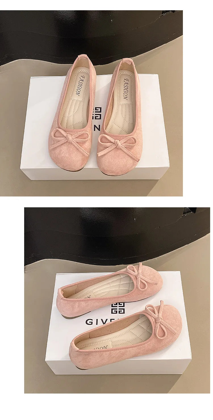 Frauen Ballett Flache Schuhe 2025 - Vier Jahreszeiten Komfortabel Anti Rutsch - Outdoor Casual Schuhe Fashion Schleifenknoten Retro Candy Farbe Damen Schuhe