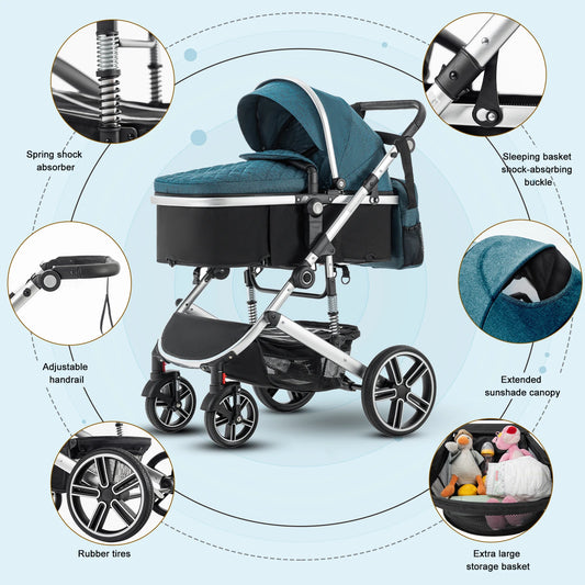 3-in-1-Kinderwagen Zusammenklappbar Leicht Für Reisen Kompakt