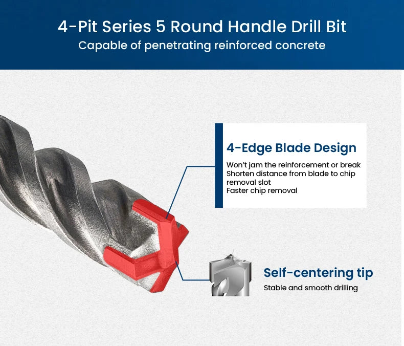 Bosch SDS Plus Rotary Drill Bits 10pcs Diameter 6mm Round Handle 4-Pit Tungsten Carbide Electric Hammer Drill Accessories