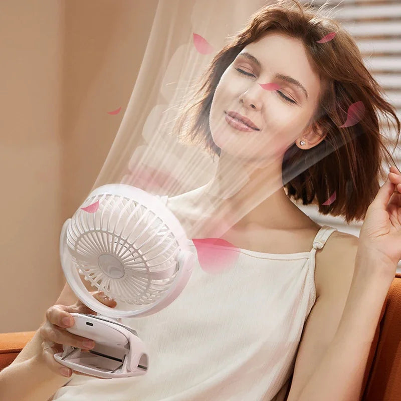 3000mAh Portable Clip Fans USB Rechargeable Wireless Handheld Desk Fan 90° Rotation Cooling 5 Speed Quiet Small Fan for Home