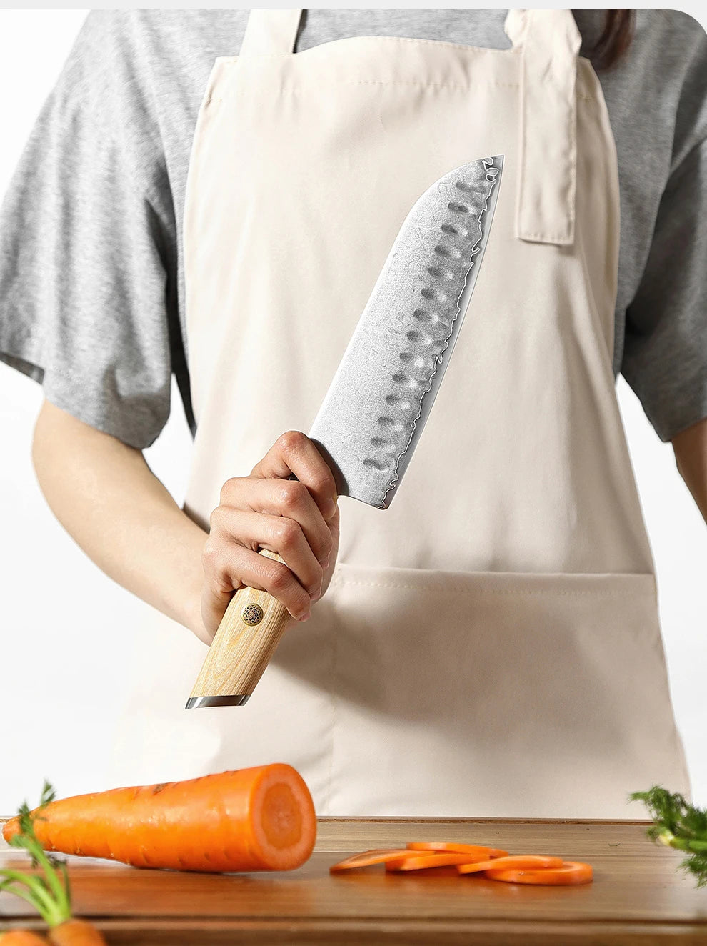 XINZUO 1-5pcs Knife Set Pakkawood Handle Nails 3-layer Clad Steel 60±2 HRC 15°±1 Per Side Kitchen Accessory Tools Best Gift
