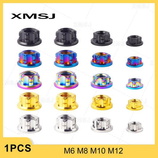 Piulițe hexagonale cu flanșă hexagonală XMSJ din titan M6 M8 M10 M12, piuliță de blocare ax spate pentru fixare din titan pentru biciclete și motociclete