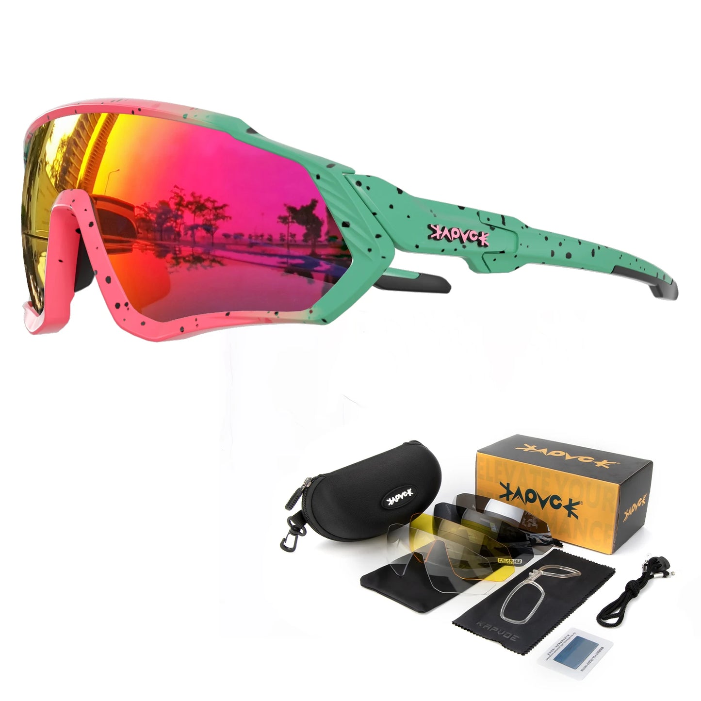 Fahrradbrille 2025: KAPVOE Polarised Cycling Glasses Outdoor Bicycle - UV400 Goggles 5 Interchangeable Lenses Unisex Sports Sunglasses Men Women Collection