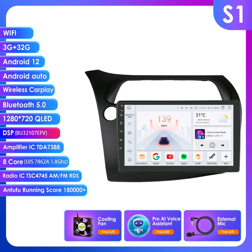 CarPlay Autoradio Multimedia Player für Honda Civic Hatchback