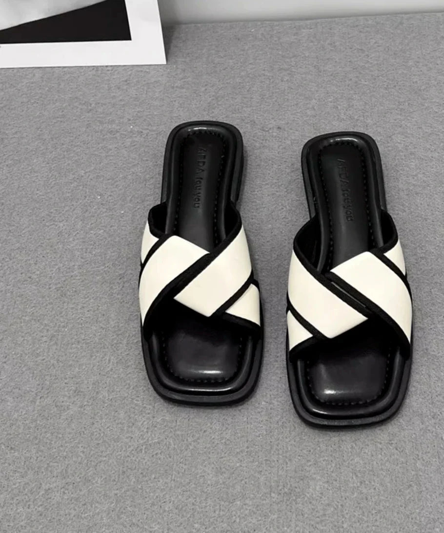 House Slides Home Low Heel Sandals Shoes for Women Black on Beach Open Toe Indoor Outside Word Flat Woman Slippers Vip W F Offer