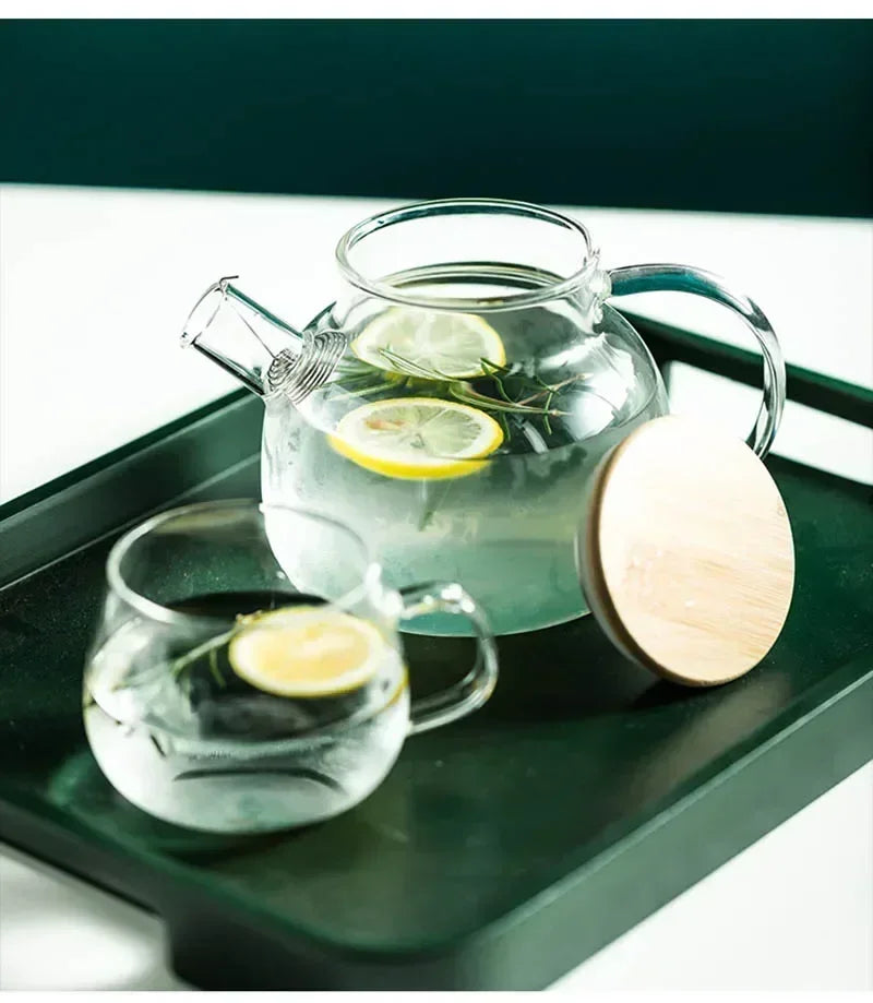 Borosil Teekanne Hitzebeständig - 1,8L Glas Transparent18cm