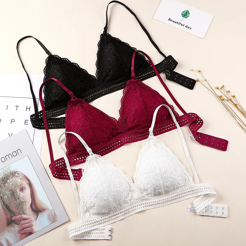 New Lace elegant Lingerie Wireless Bra for Women Padded Push Up Bralette Female Brassiere Soft Backless Fashion Bras Underwear