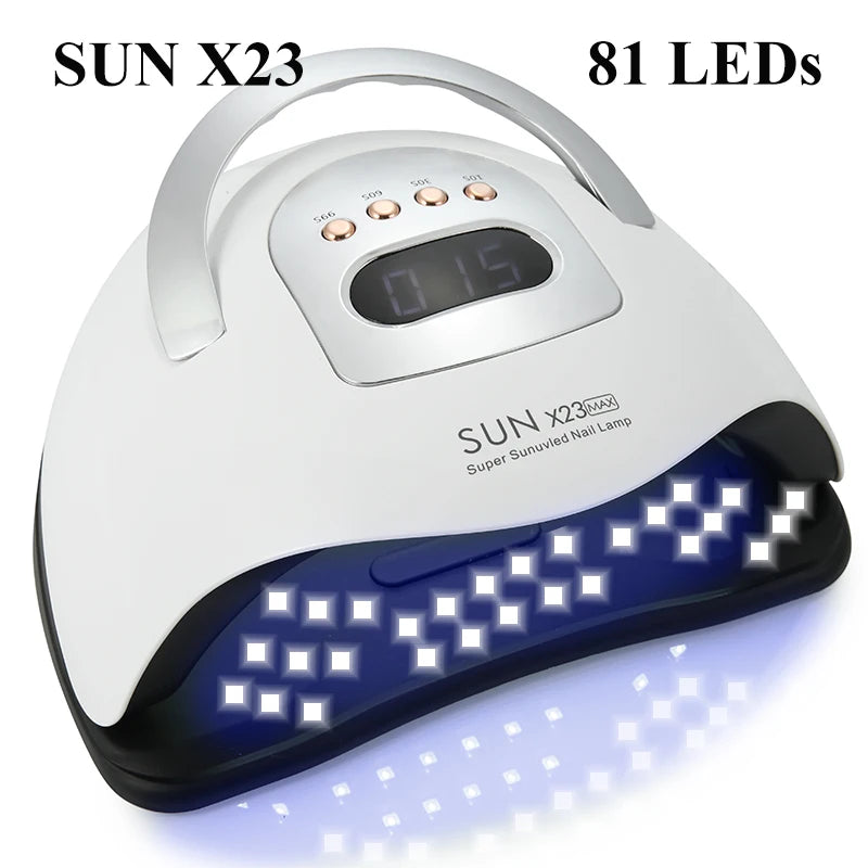 SUN X23MAX 81LEDs UV LED Nail Lamp For Drying Gel Nail Polish Professional Nail Dryer Light With 10/30/60/99s Timer Auto Sensor