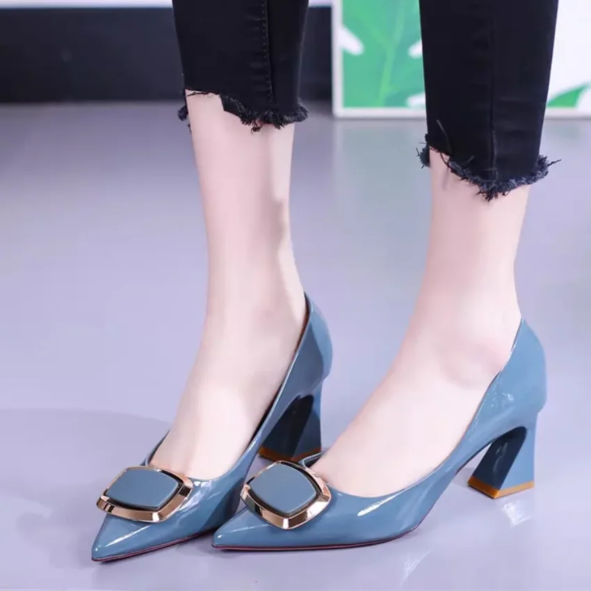 elegant fashion sweet white pu leather stiletto heel shoes for office career women casual street comfort spring summer pump ba38