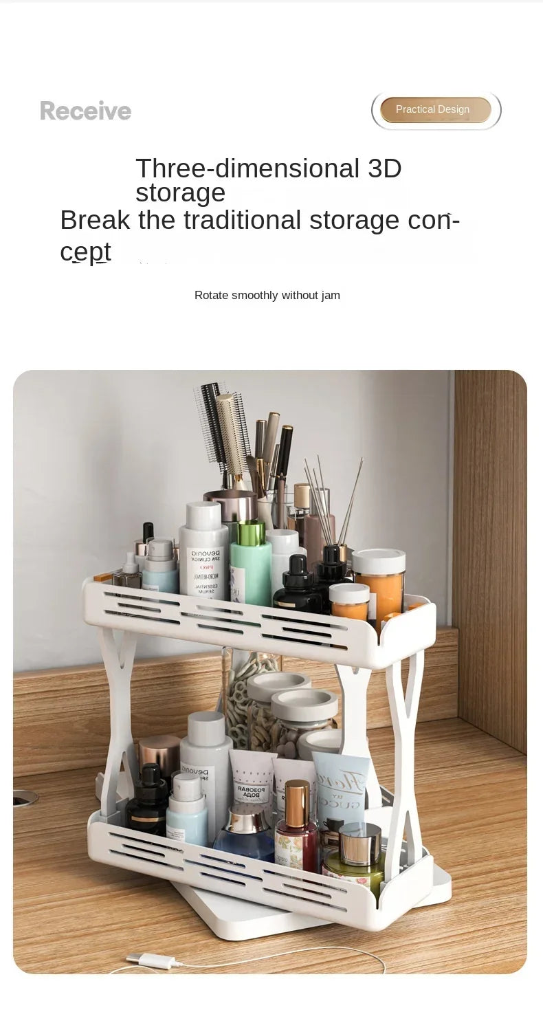 Kitchen Rotating Spice Rack 2 Tier Plastic Seasoning Spice Detachable Jar Storage Rack Pull Out Kitchen Cabinet Organiser