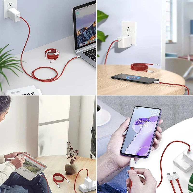 PD 65W Supervooc Schnell Ladegerät Kabel Für Oneplus Ace 12 11 10T 9 8T 7T Pro USB C Zu Typ C Kabel Warp Dash Laden 6T 5T Daten Draht