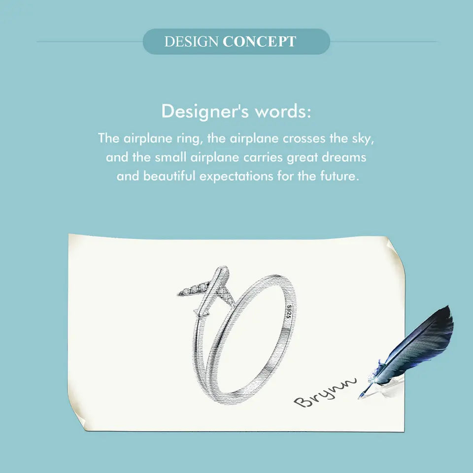 WOSTU 925 Sterling Silver Platinum Airplane Double Layer Rings Women Shining Zircon Airplane Ring Party Bijuterii Girl Holiday Gift