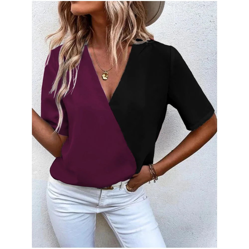 Women's T-Shirt Summer V-Neck T Shirt For Women Daily Fashion Short Sleeve Casual T-Shirt 3d Print Female Clothes