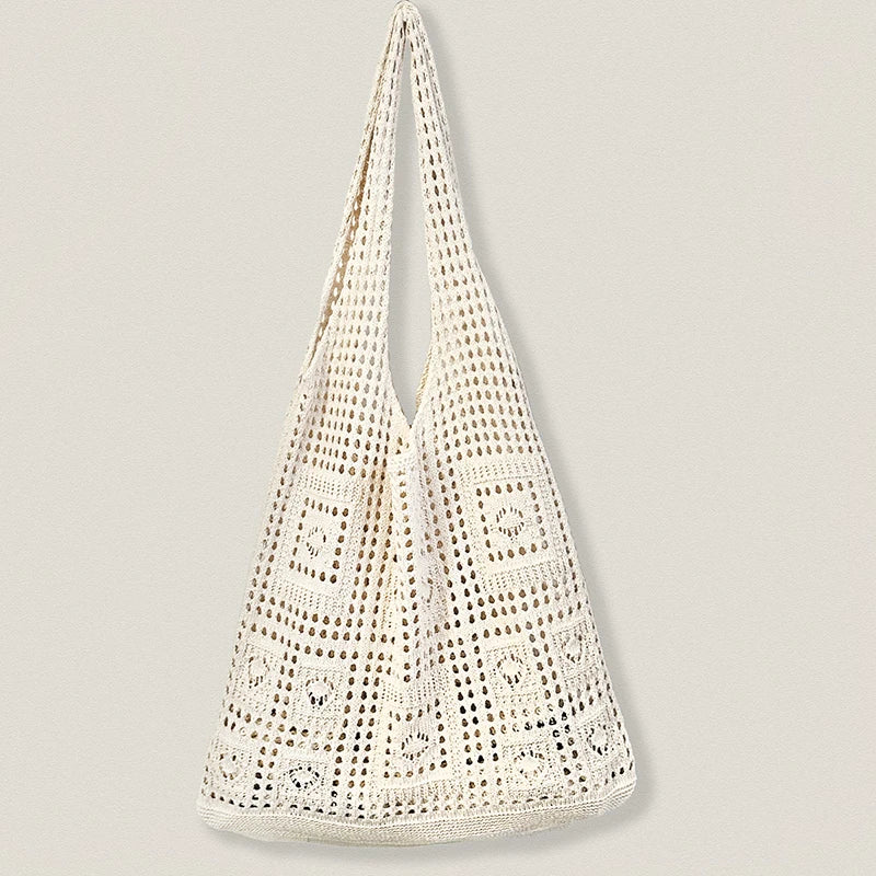 Genți de mână tricotate, genți de plajă ușoare pentru studenți, umăr casual, stil feminin, cumpărături țesute, genți pentru femei și fete