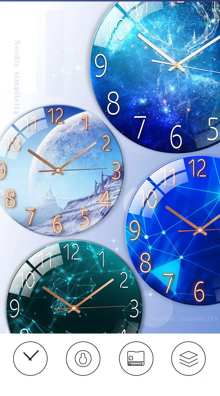 Creative European Style Clocks Living Room Free Perforated Wall Clock Household Silent Bedroom Quartz Clock Digital Wall Clock