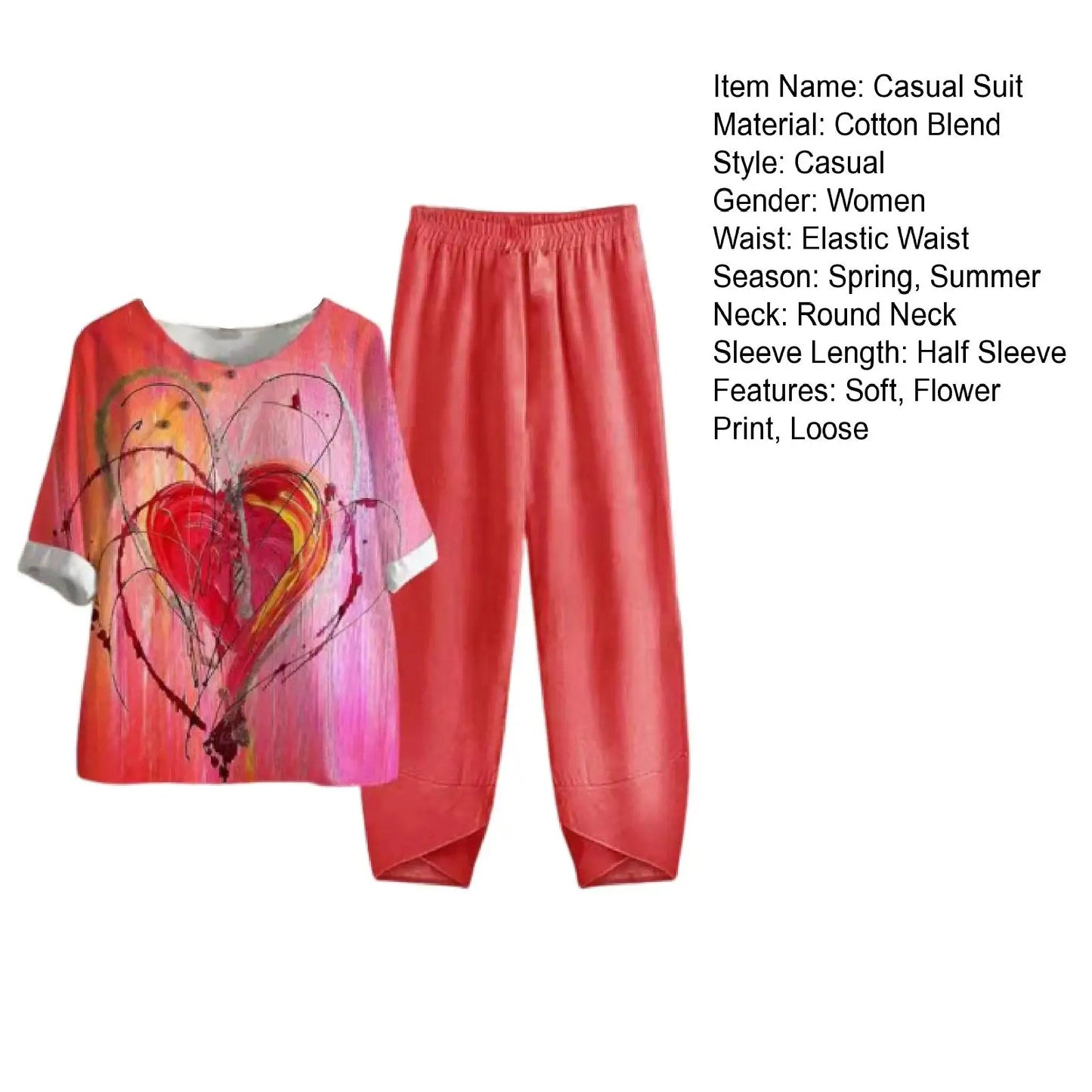 Elegant  Women Outfit Breathable Flower Pattern Blouse Trousers Half Sleeves Soft Blouse Pants Spring Clothes