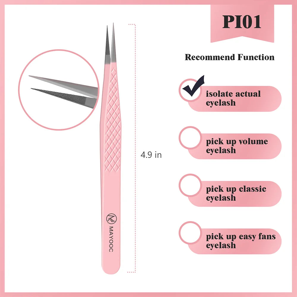 Eyelash Extensions Tweezers  With Fiber Tips Lash Artists High Precision Superhard Anti-Static Tweezer Makeup Tools Custom Logo
