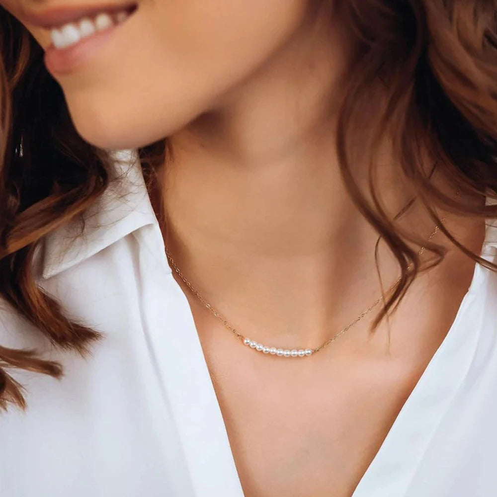 Imitation Pearls Pendant Chokers Necklace Women Gold Color Stainless Steek Necklace Christmas Gift Wholesale dropshipping