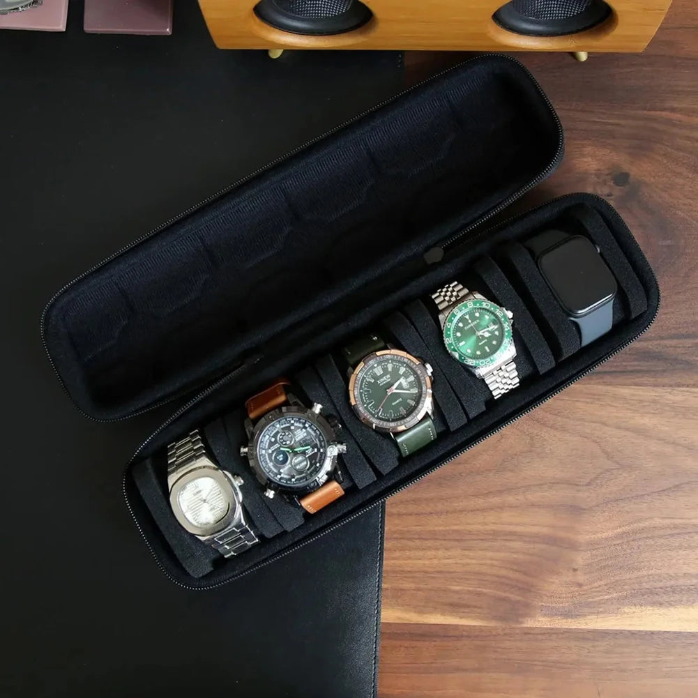 TimeSafe Rollkoffer Uhrenbox - 5 Slots Bis 61mm Schaumstoff