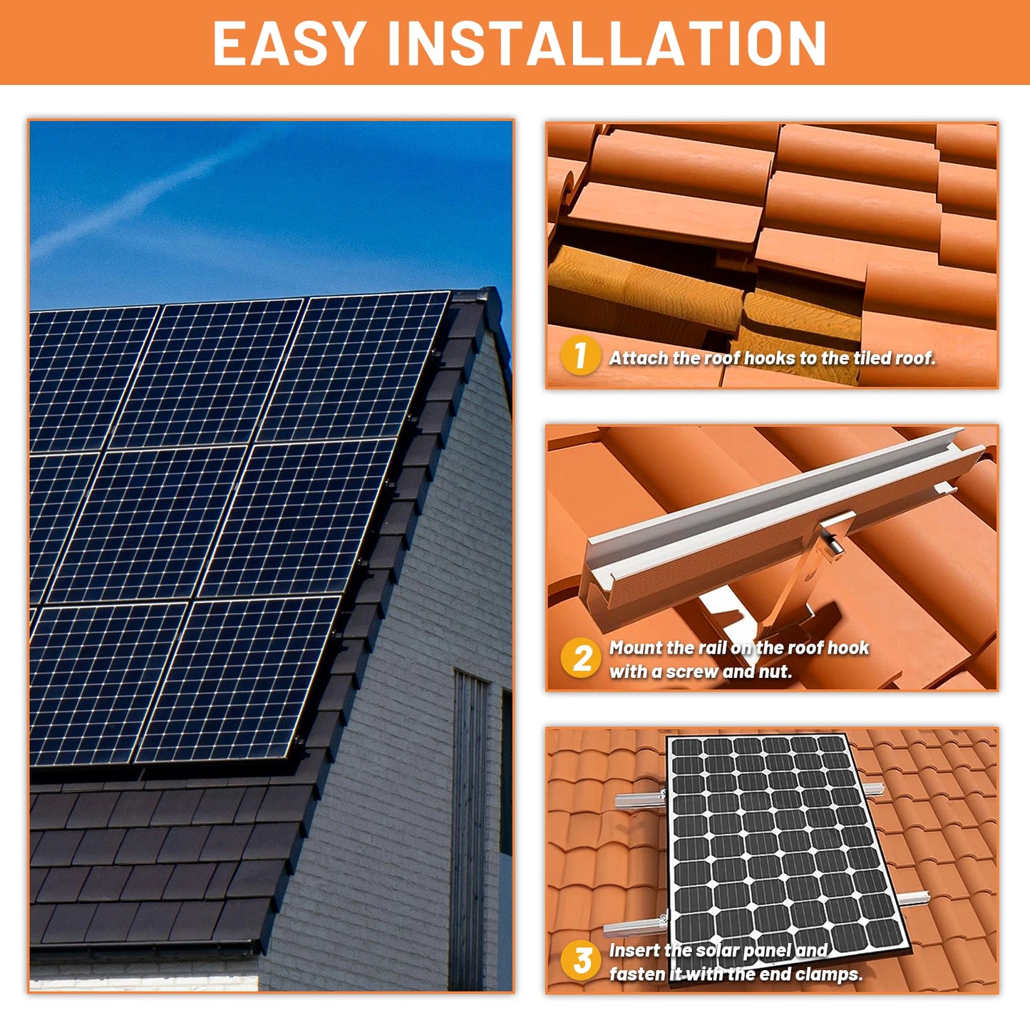 Solar-Montagesystem 2025 - CP-SETUNO Panel-Mounting-Set 300mm Aluminium Rail - Photovoltaik Befestigungssystem