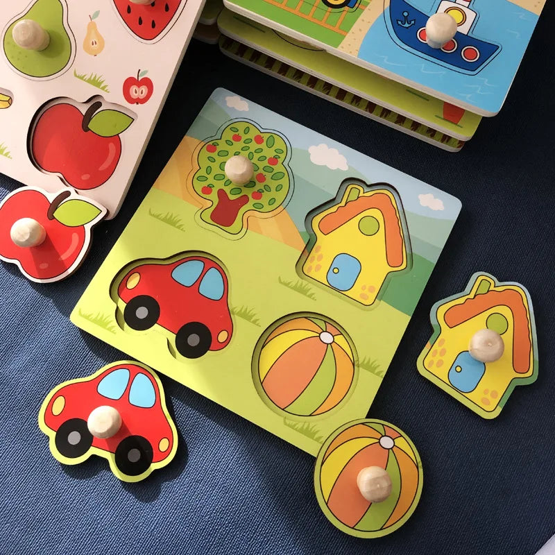 Montessori Holzspielzeug 2025 - Lernspielzeug Puzzle Kinder 1-3 Jahre Back to School