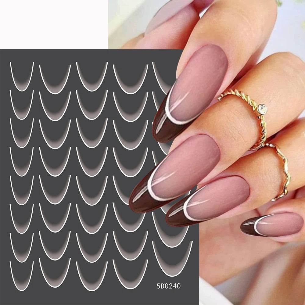 Set de autocolante MAFANAILS cu gradient francez - 14 piese 5D