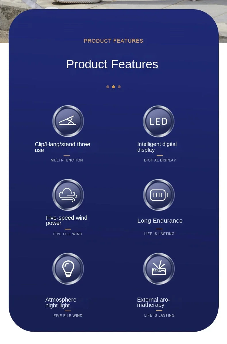 3000mAh Portable Clip Fans USB Rechargeable Wireless Handheld Desk Fan 90° Rotation Cooling 5 Speed Quiet Small Fan for Home