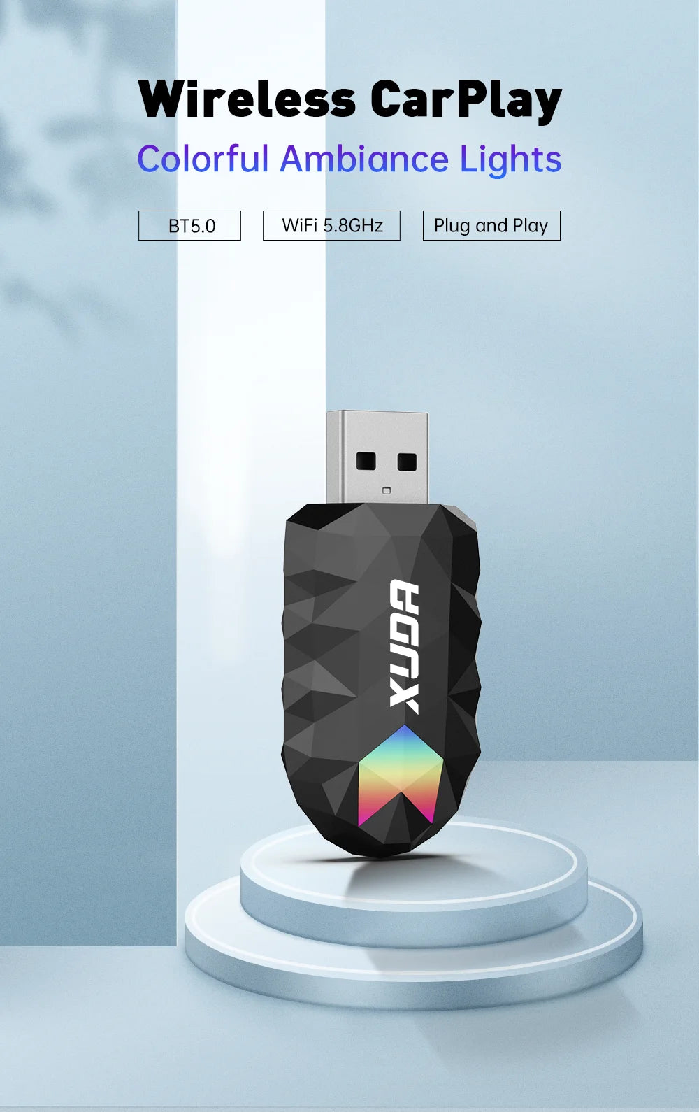 XUDA 2 în 1 Wireless CarPlay AI Mini Box 2025 - Android Auto Box Plug Play - Conexiune automată compatibilă cu 99% dintre radiourile auto pentru mașini