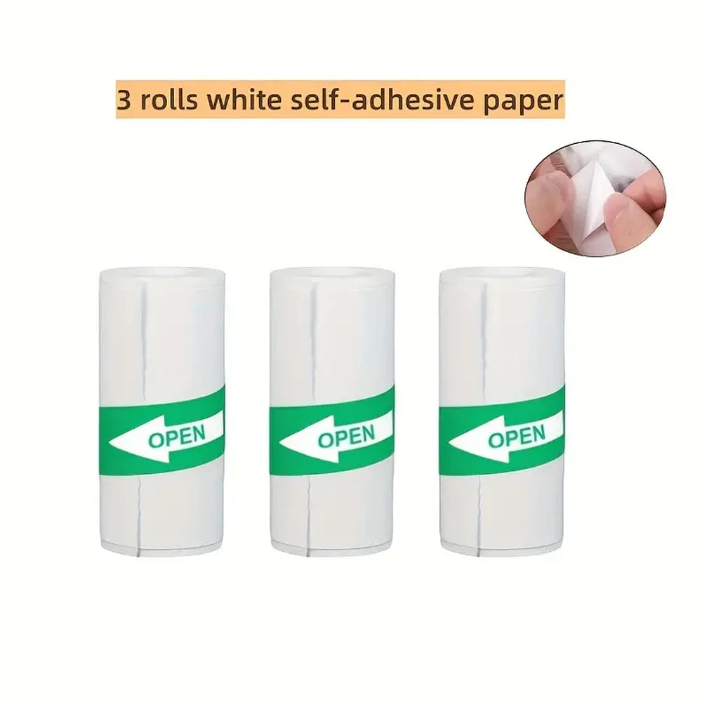 Thermopapier 2025: 3 Rolls of Mini Printer Paper Thermal Paper Printable Stickers for Pocket Thermal Printers Collection