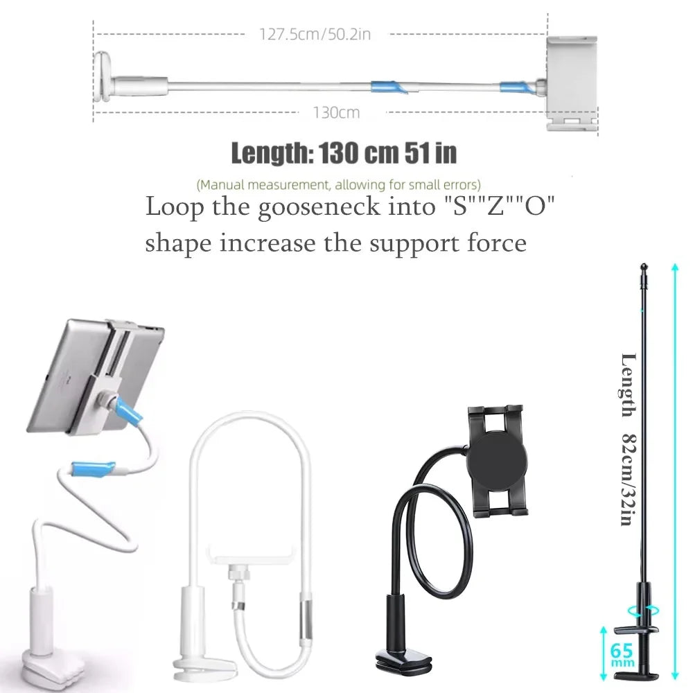 Tablet-Halterung 2025: Flexible Long Arm Stand 5-11'' Phone Tablet Support Xiaomi Samsung iPad Collection