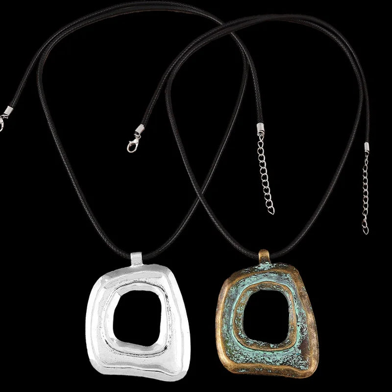 ZXZCN Lange Goldkette Unregelmäßiger Anhänger - Zink 60cm