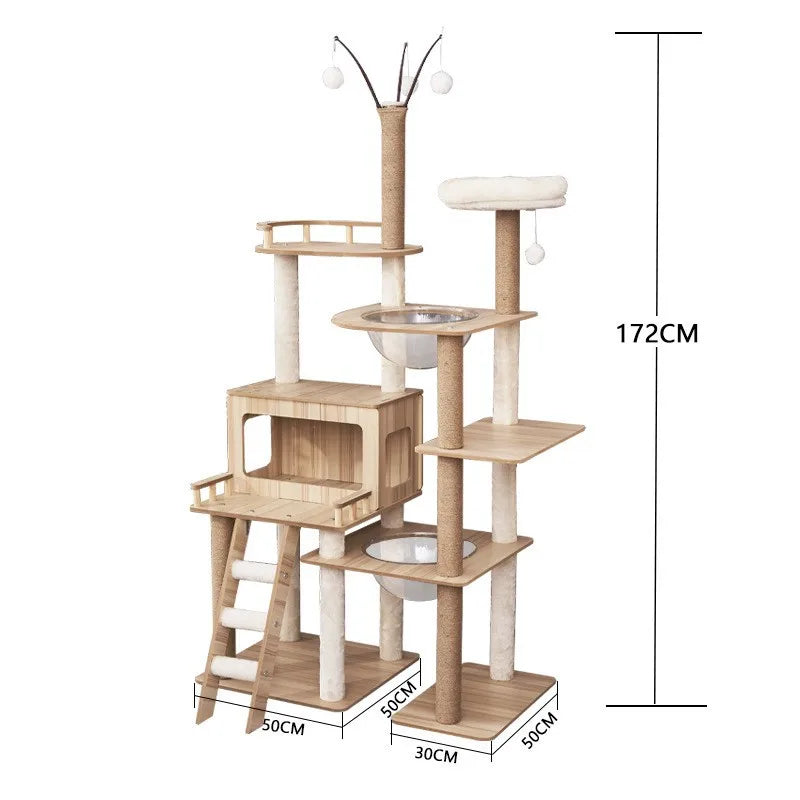 Großer Holz Katzenbaum Mit Raum Pod Multi-Level Katzen Turm & Kratzbäume Langlebig Katzen Möbel Für Indoor Katzen Katzen Spielzeug