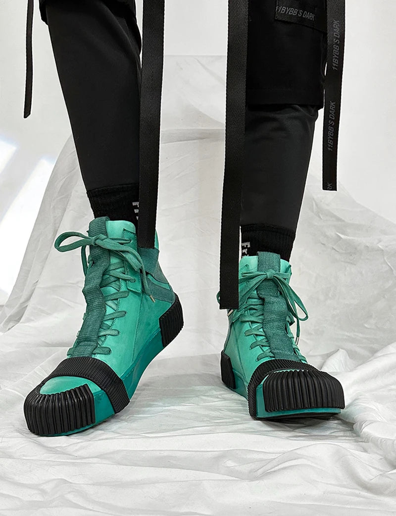 Ghete Black Street Original Design Goodyear Patchwork - Parte superioară din piele, talpă din cauciuc, mărimi 40–46