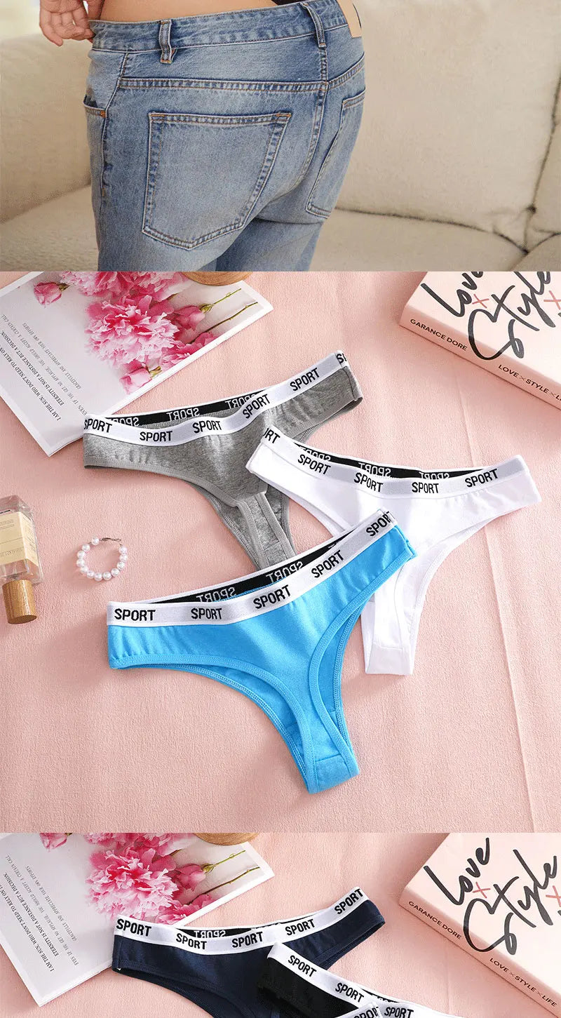 FINETOO Damen-Unterwäsche 2025 - 4er-Set Baumwoll-Strings für Sport elegante Marken-Tangas