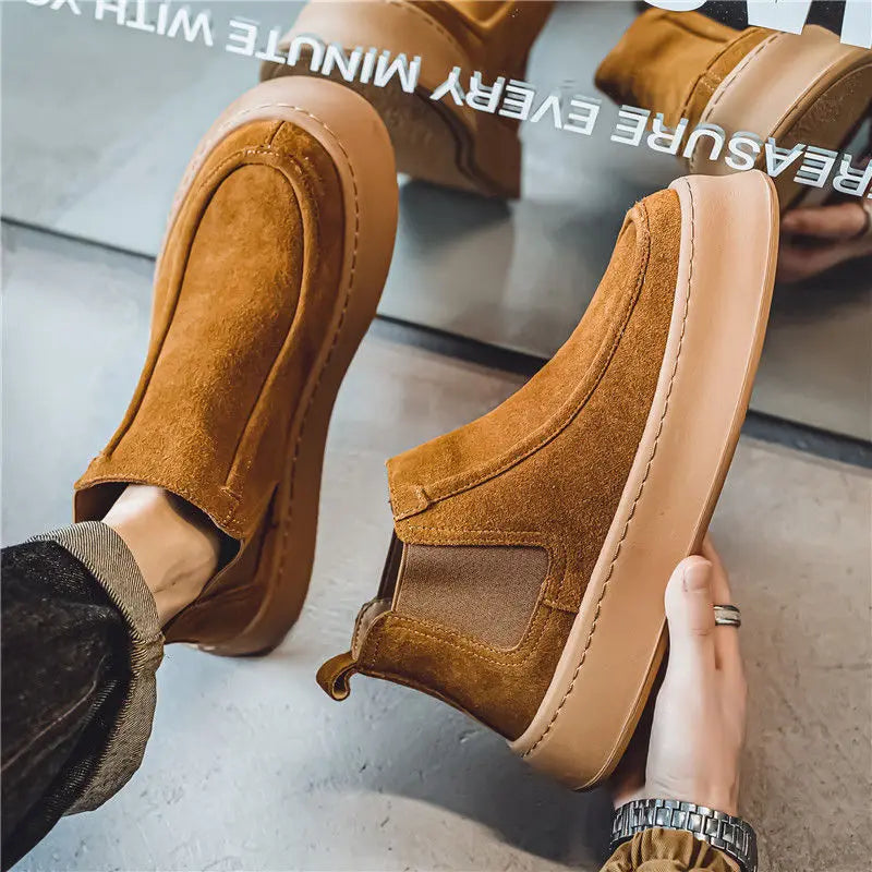 Shangkaka Chelsea Boots High Cut Plattform - Größe 44, Absatzhöhe 2 cm, Knöchelhoch