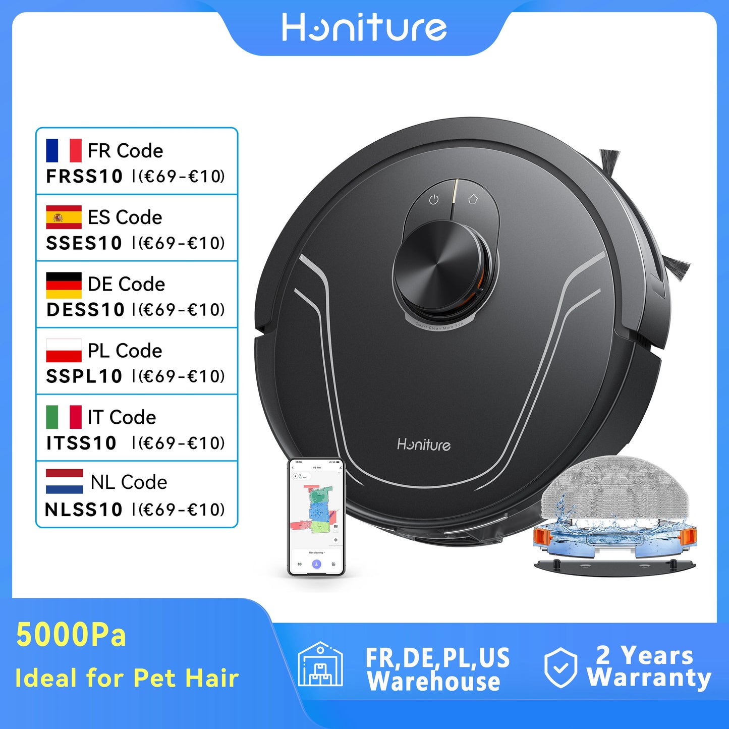 HONITURE Roboterstaubsauger 2025