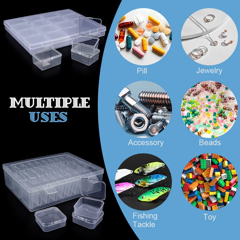 Perle Organizer Box 30Stk Klein Klar Plastik Perle Lagerung Container mit Scharnier Deckel für Lagerung von Kleinen Gegenständen Handwerk Schmuck