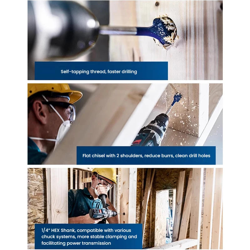 Bosch Expert Drill Bits Wood Drilling Self-tapping Thread 1/4 "HEX Shank Power Tool Accessories for Electric Screwdriver