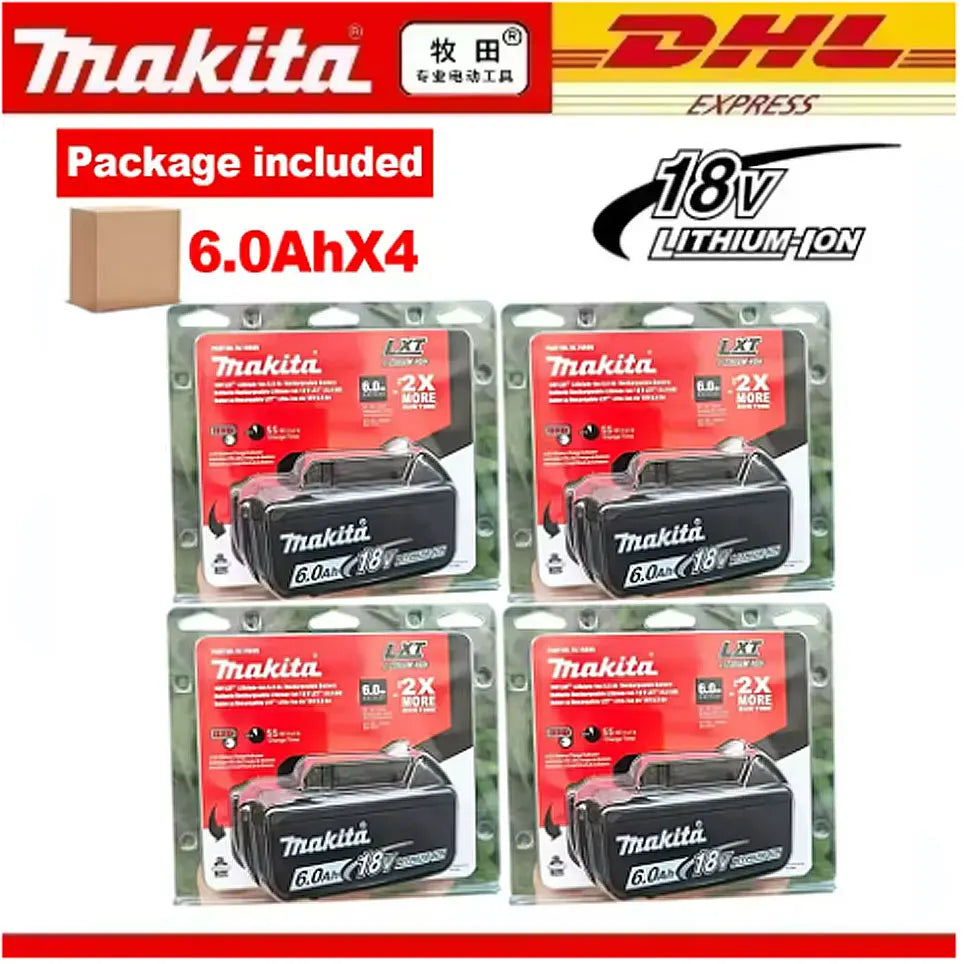 Genuine Makita 18V Battery With Charger,Makita 18 V Battery 6.0Ah 5.0ah,,Rechargeable Lithium Ion For BL1850 LXT400 Power Tool