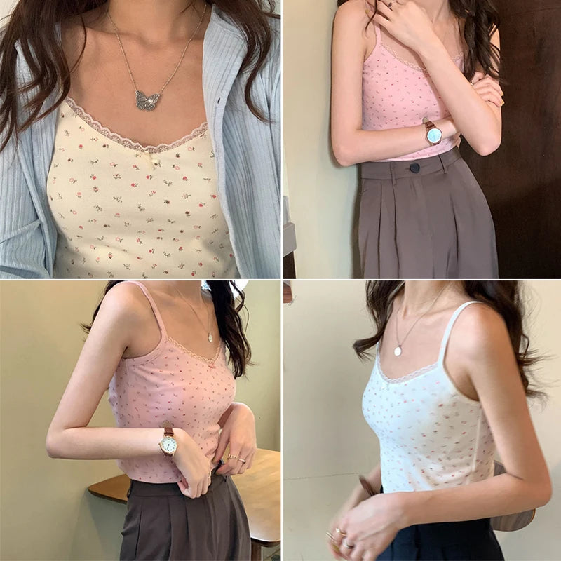 Femei topuri vară fete topuri scurt Slim dantelă dulce imprimare crop top doamnelor bottoming drăguț topuri top mujer top femme