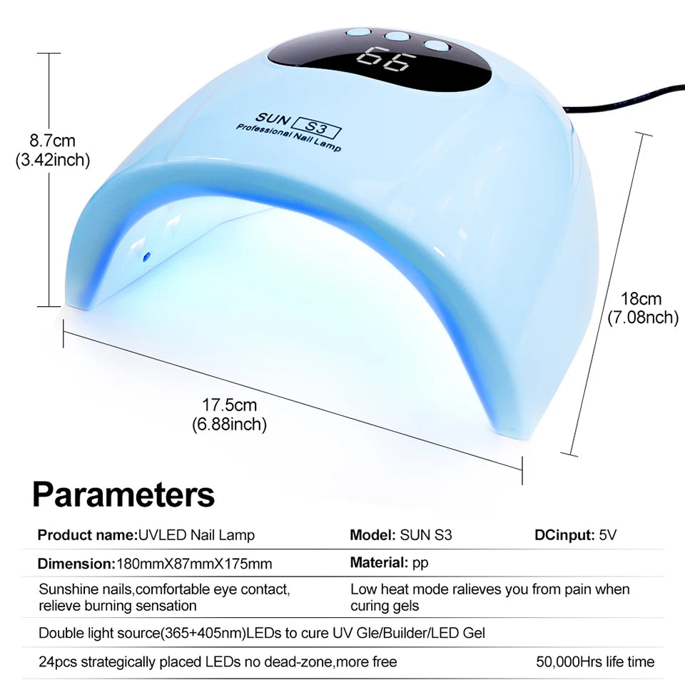 Limegirl UV Lampe 88W Schnell - 24 LEDs 17.5x18x8.7cm