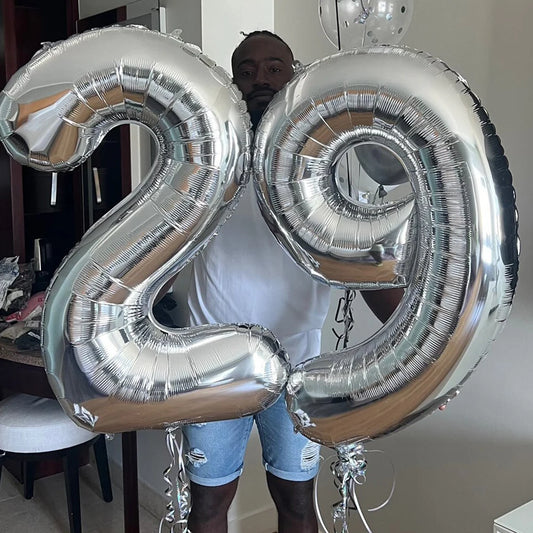 Silber-Zahlen-Ballon 2025: 40" Aluminium-Foil Digital - Birthday Photo Props Collection
