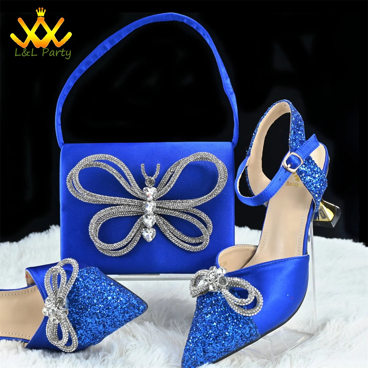 Elegant New Design 2024 Winter Design Italian Women Shoes and Bag Set in Fuchsia Color High Quality Pointed Toe For Party