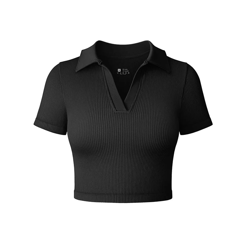 Tricou elegant cu mânecă scurtă pentru femei, tricou polo casual, sport, tenis, tricou strâmt, fitness, yoga, top pentru femei